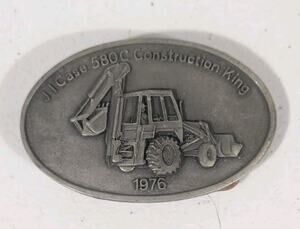 Case Construction King 580C Loader Backhoe Tractor Pewter Belt Buckle 1976 1975